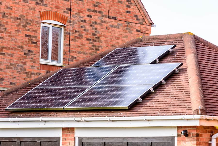 Garage with solar panels installed