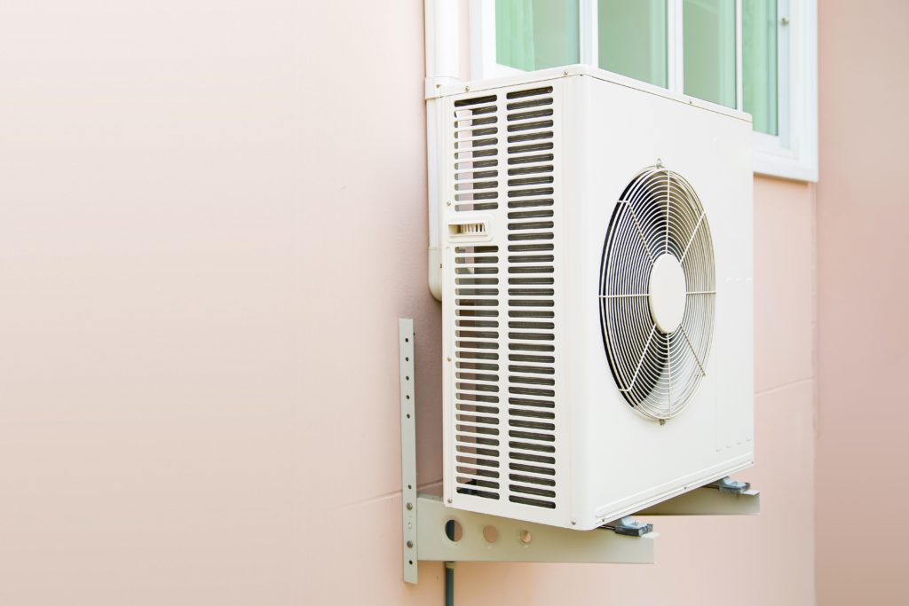 Air,compressor,,close Up,external,split,wall,type,of,outdoor,home