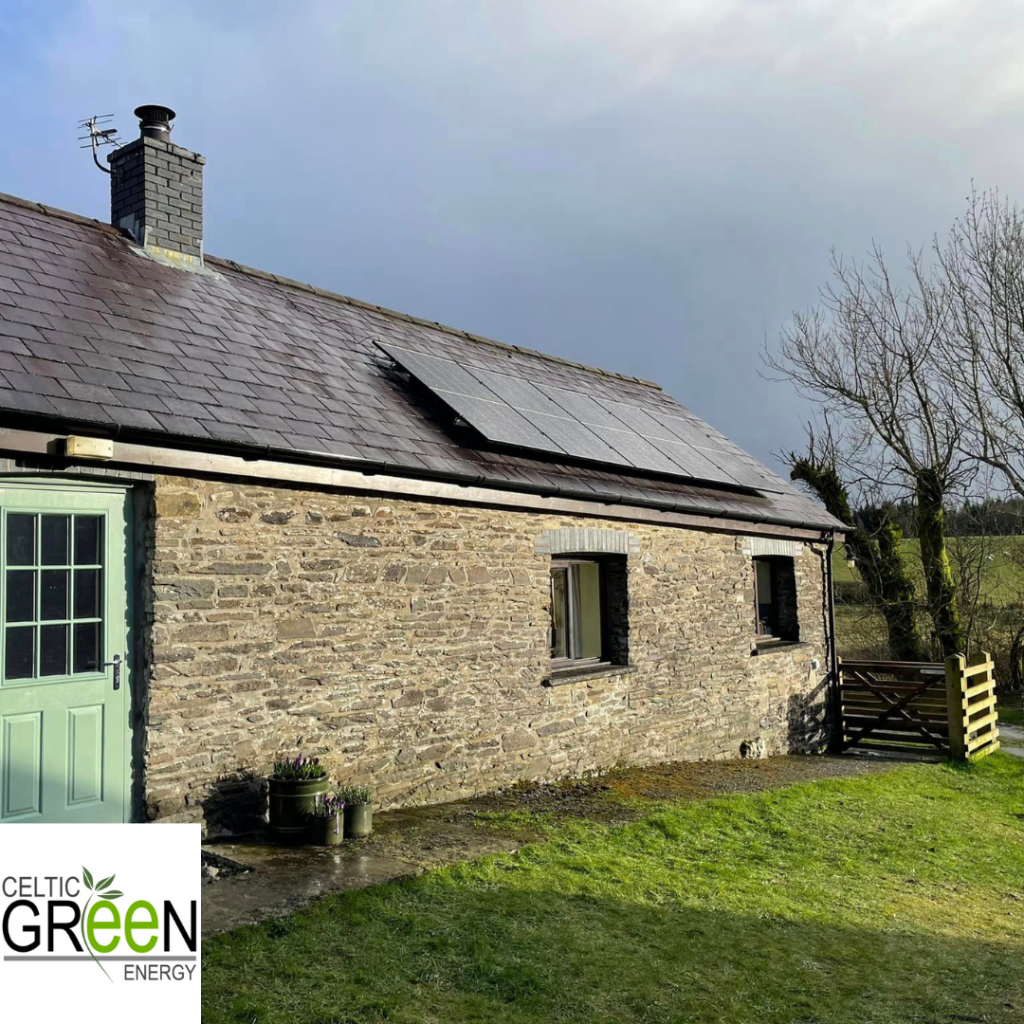 Solar panel installation on Nant Llwyd B&B cottage