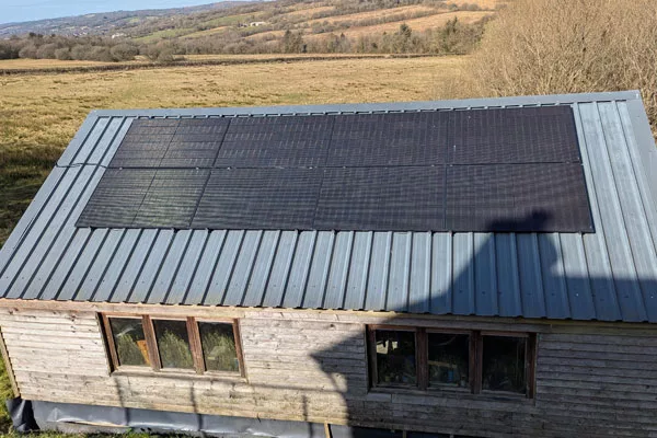 Solar panels on a Welsh property from a customer review project