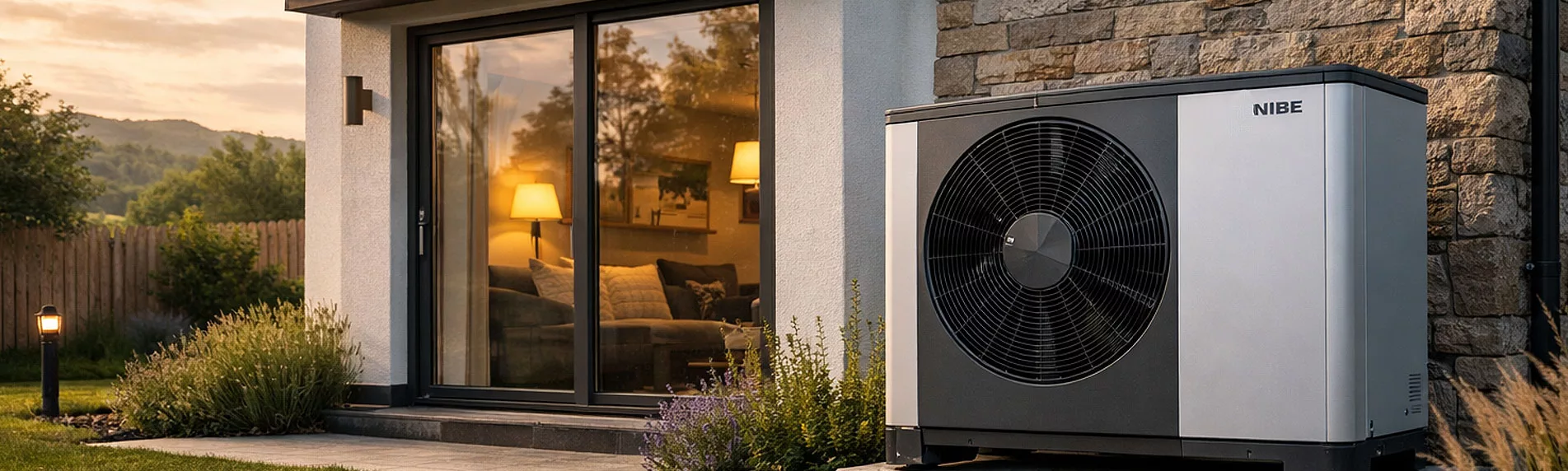 Air source heat pump outside a Welsh home
