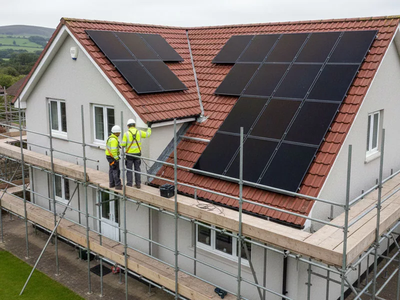 Solar panel installation on a Welsh home